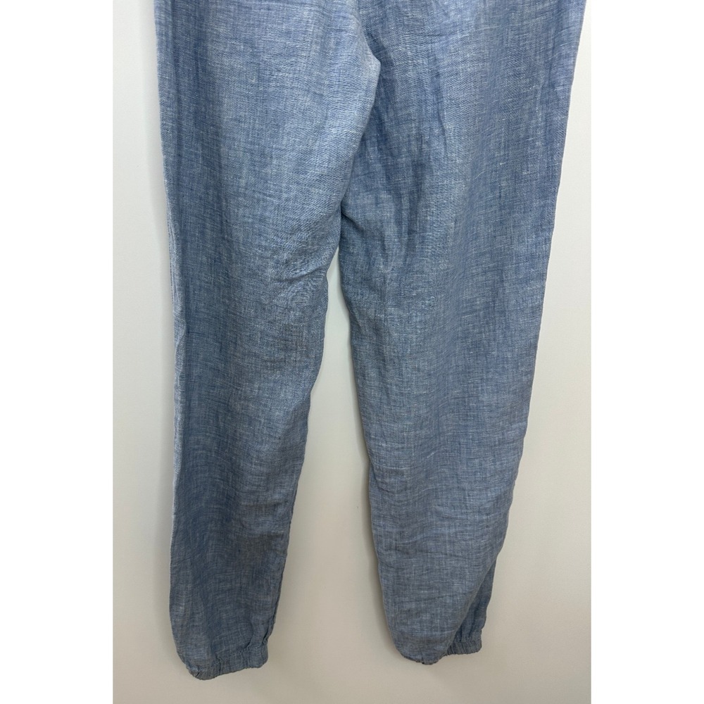 Athleta Retreat Linen Jogger Pants Chambray Blue Resort Beach Zip Pockets 4 Tall - Picture 11 of 15
